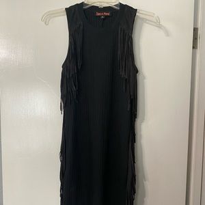 Black fringe mini dress. Size Small.